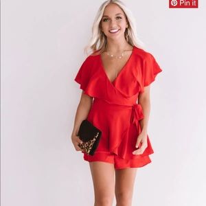 Red wrap front romper!